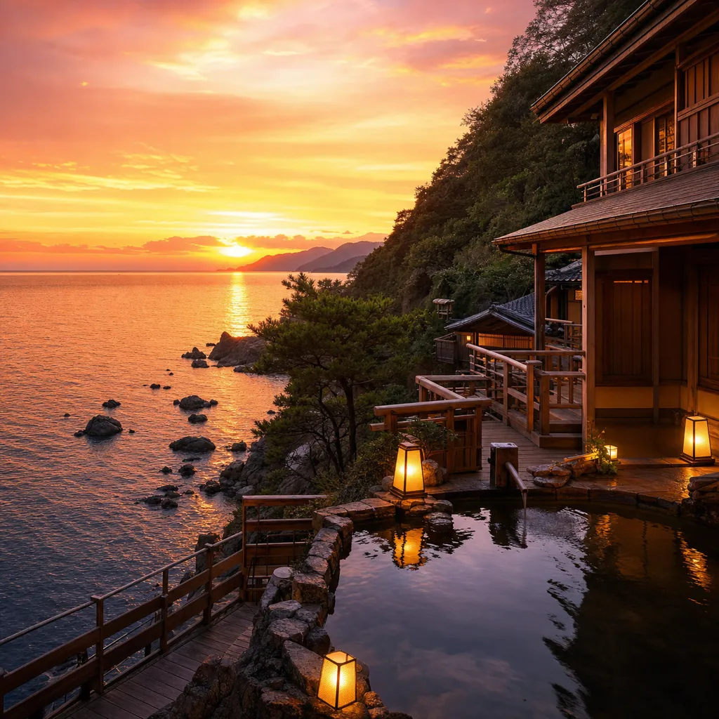 夕彩Resort響季（京都府・夕日ヶ浦木津温泉）— 全室絶景露天風呂付き。夕日・漁火・星空に包まれる全7室の大人の隠れ宿、旬の海の幸の会席料理。詳しくはこちら